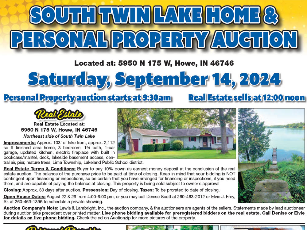 South Twin Home & Personal Property Auction: September 14, 2024