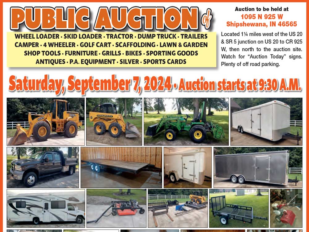 Personal property auction in Shipshewana, Indiana on September 7, 2024